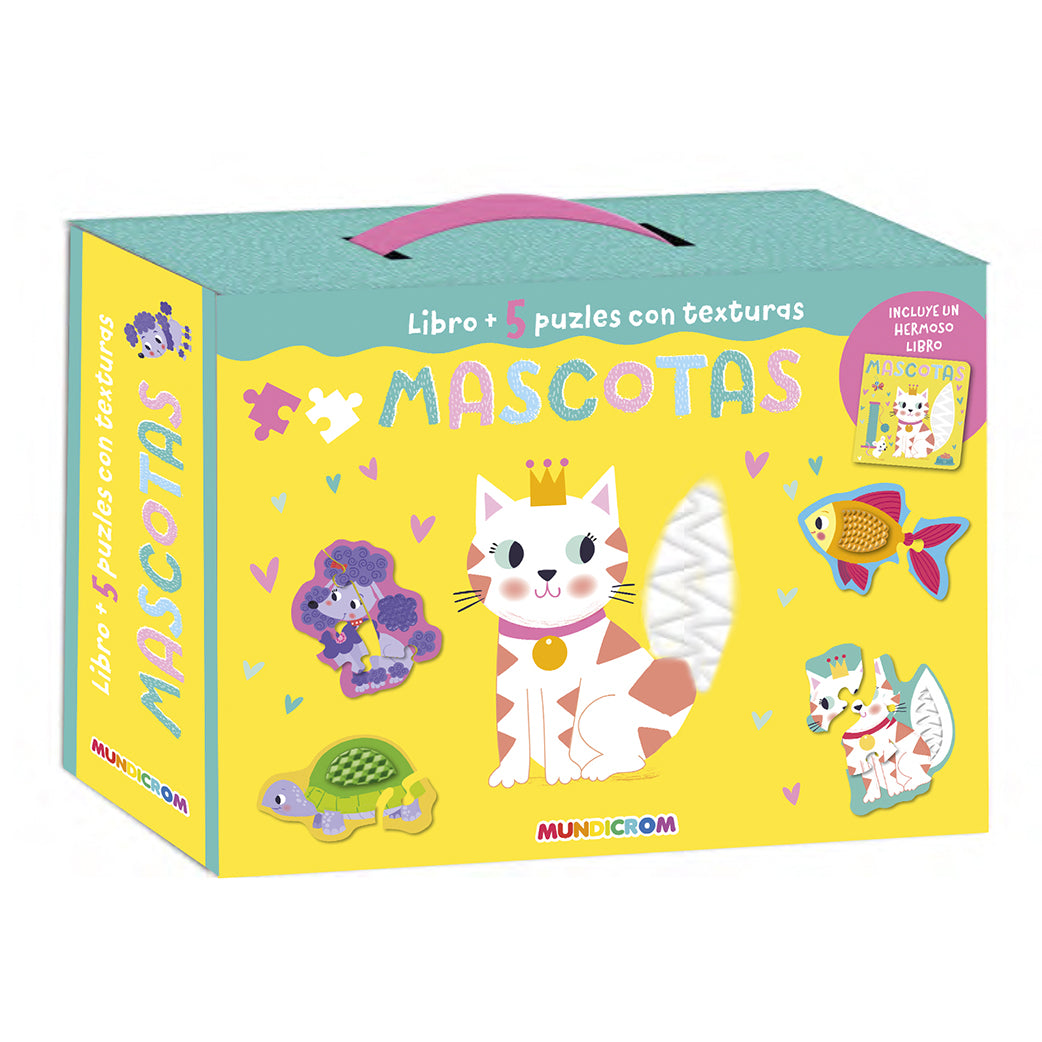 LIBRO + 5 PUZLES CON TEXTURA MASCOTAS