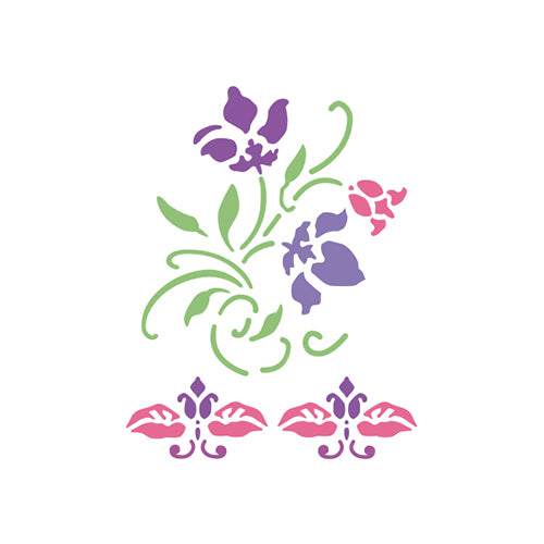 STENCIL FLORES TRIBALES 21X15CM