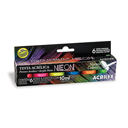 SET PINTURA ACRÍLICA NEON 6 COLORES 10 ML
