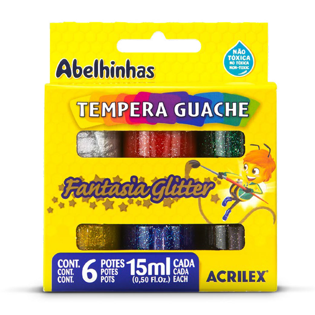 TEMPERA ESTUCHE 6 COLORES GLITTER