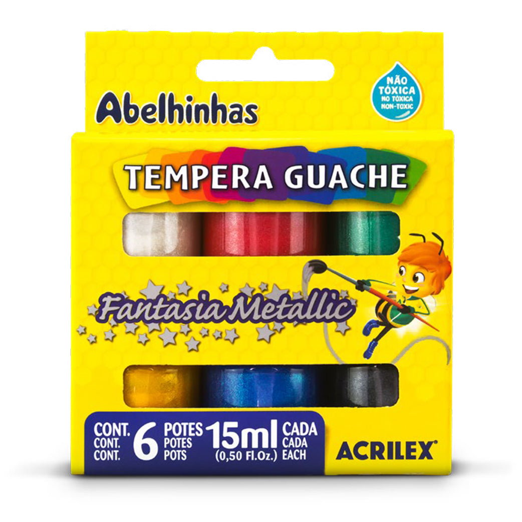 TEMPERA ESTUCHE 6 COLORES METÁLICA