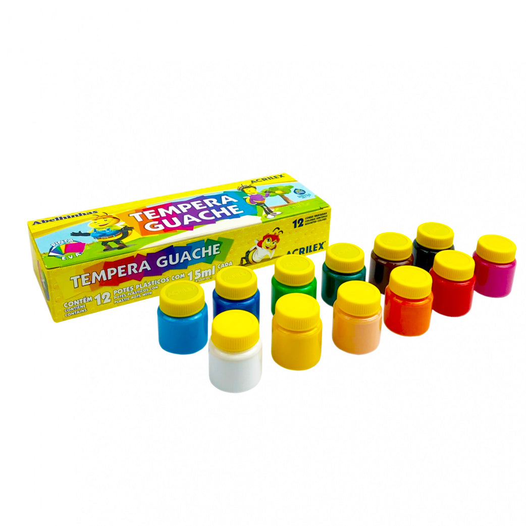 TEMPERA DOBLE BLANCO 12 COLORES 15 ML