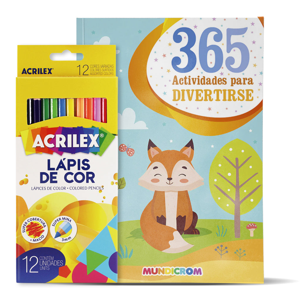 LIBRO 365 DE ACTIVIDADES + 12 LÁPICES DE COLORES