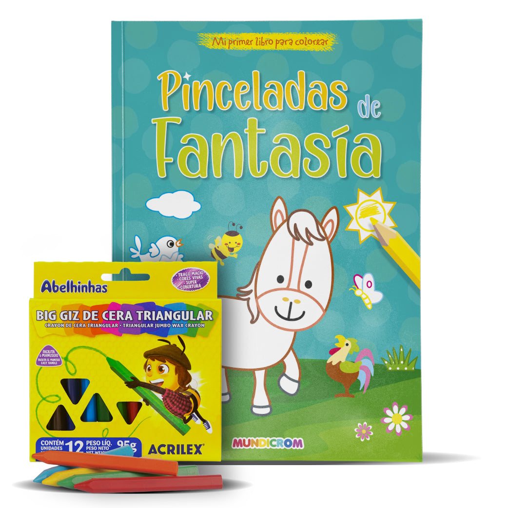 PACK 2 LIBROS DE PINTAR + 12 LÁPICES DE COLORES CERA