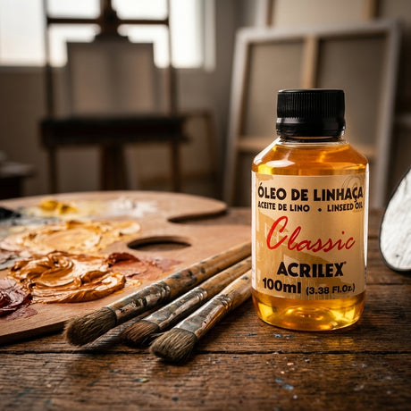 Fine art linseed oil medium — Artist workshop scene | Generated by Modelize