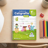 Spiral-bound educational notebook — Calligraphy practice lifestyle scene | Generated by Modelize