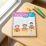 Spiral-bound educational workbook — Calligraphy practice lifestyle scene | Generated by Modelize