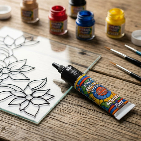 Stained glass relief paste tube — Stained Glass Craft Scene | Generated by Modelize